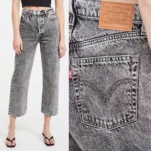 Levi’s Ribcage Ankle Straight Jeans in Black Acid Wash Premium 32